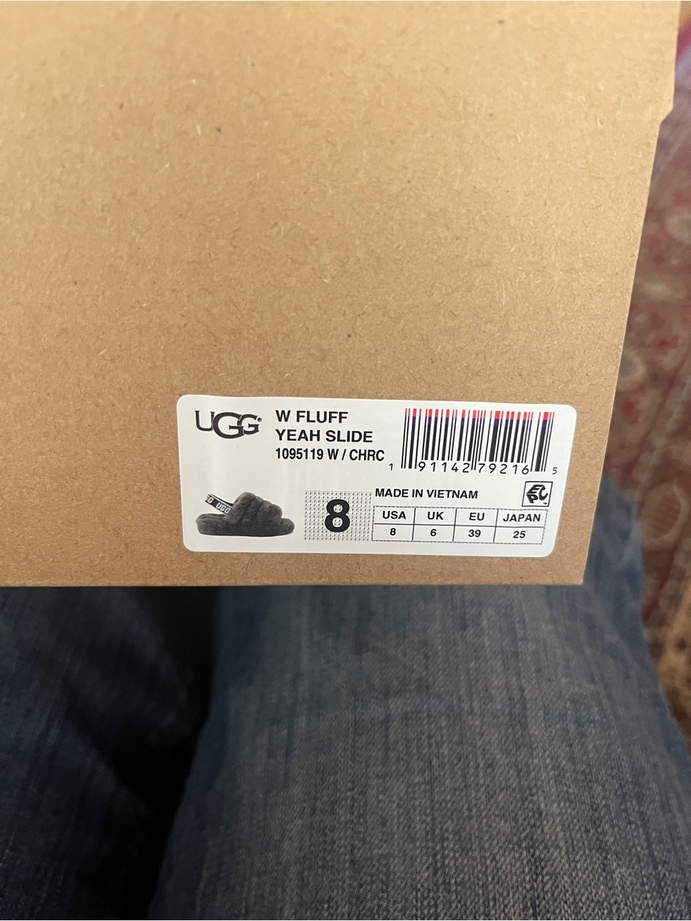 UGG Plush Shearling Slide in Charcoal Gray with Branded Strap - Picture 4 of 4